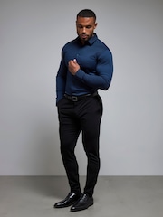 Tailored Athlete Navy Blue Muscle Fit Dress Shirt - Image 5 of 7