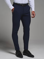 Blå - Skräddarsydda Athlete Muscle Fit Tech-kostymbyxor - Bild 1 av 6