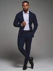 Blå - Skräddarsydda Athlete Muscle Fit Tech-kostymbyxor - Bild 2 av 6