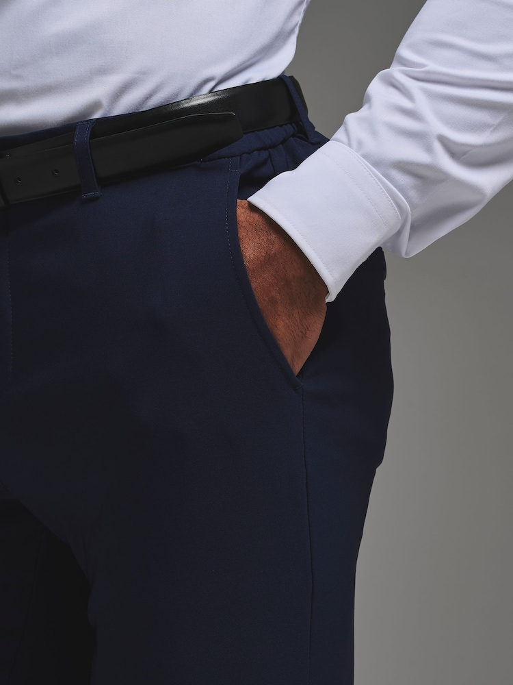 Blå - Skräddarsydda Athlete Muscle Fit Tech-kostymbyxor - Bild 6 av 6