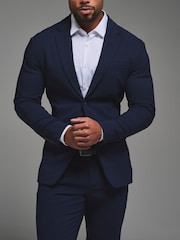 Tailored Athlete Blue Muscle Fit Tech Suit Jacket - Image 2 of 7