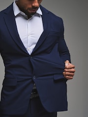 Tailored Athlete Blue Muscle Fit Tech Suit Jacket - Image 4 of 7