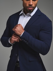 Tailored Athlete Blue Muscle Fit Tech Suit Jacket - Image 5 of 7