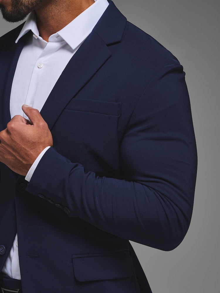 Tailored Athlete Blue Muscle Fit Tech Suit Jacket - Image 7 of 7