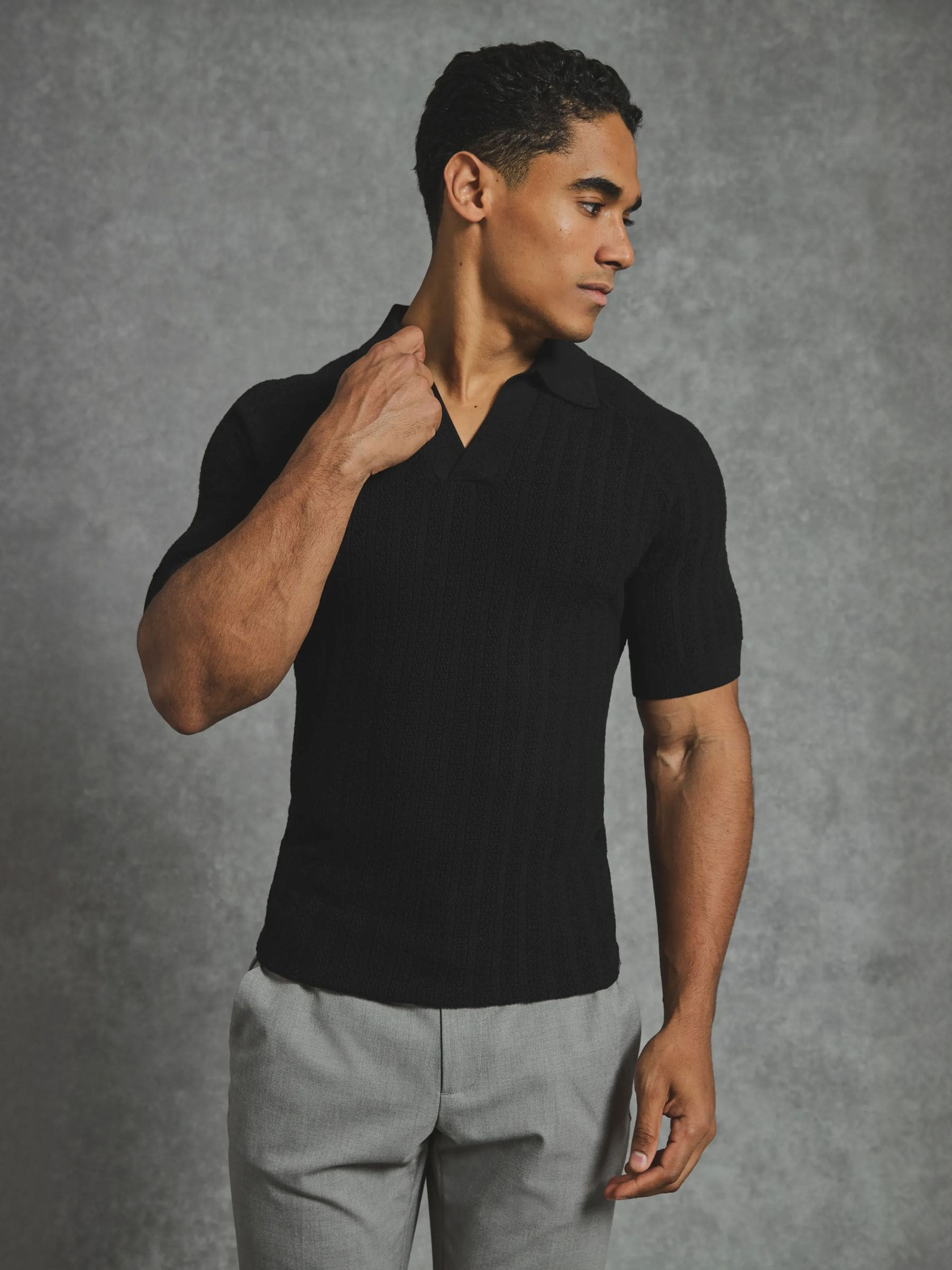 Buy Tailored Athlete Black Muscle Fit Vertical Stripe Knitted Open