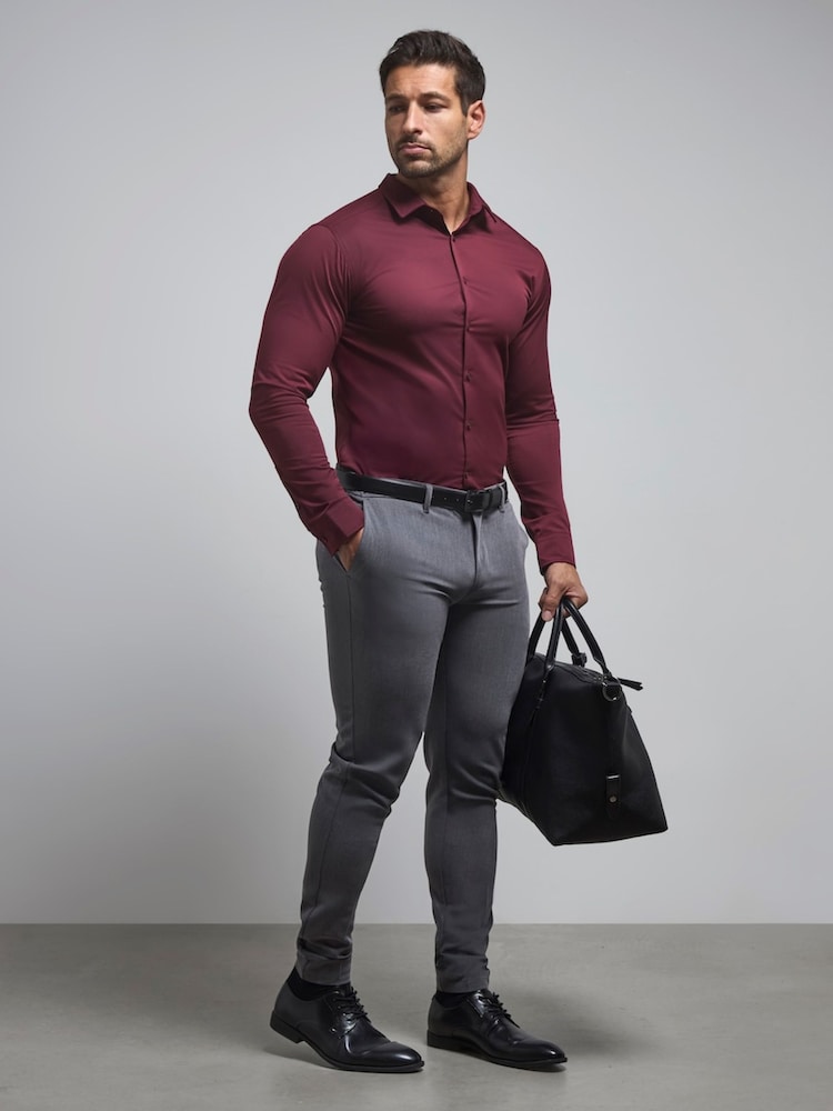 Tailored Athlete Grey Muscle Fit Essential Trousers - Image 1 of 7