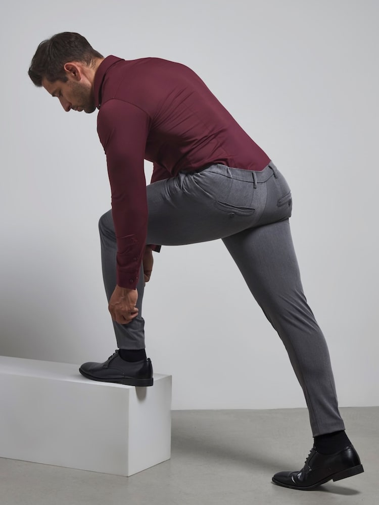 Tailored Athlete Grey Muscle Fit Essential Trousers - Image 2 of 7