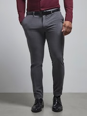 Tailored Athlete Grey Muscle Fit Essential Trousers - Image 3 of 7