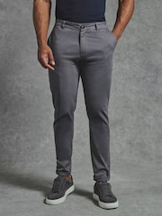 Tailored Athlete Dark Grey Muscle Fit Chino Trousers - Image 1 of 7