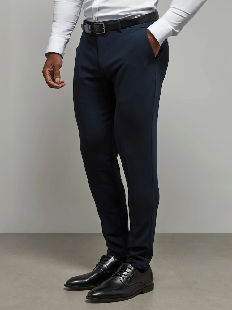 Tailored Athlete Blue Muscle Fit Essential Trousers - Image 1 of 7
