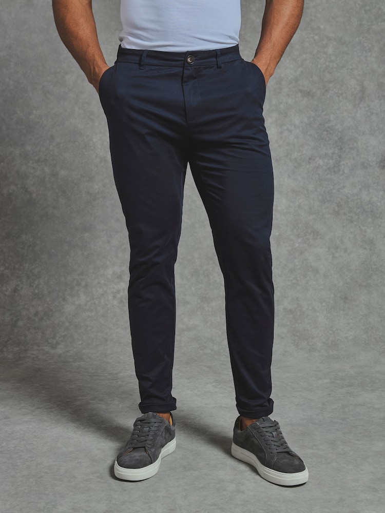 Tailored Athlete Blue Muscle Fit Chino Trousers - Image 1 of 6
