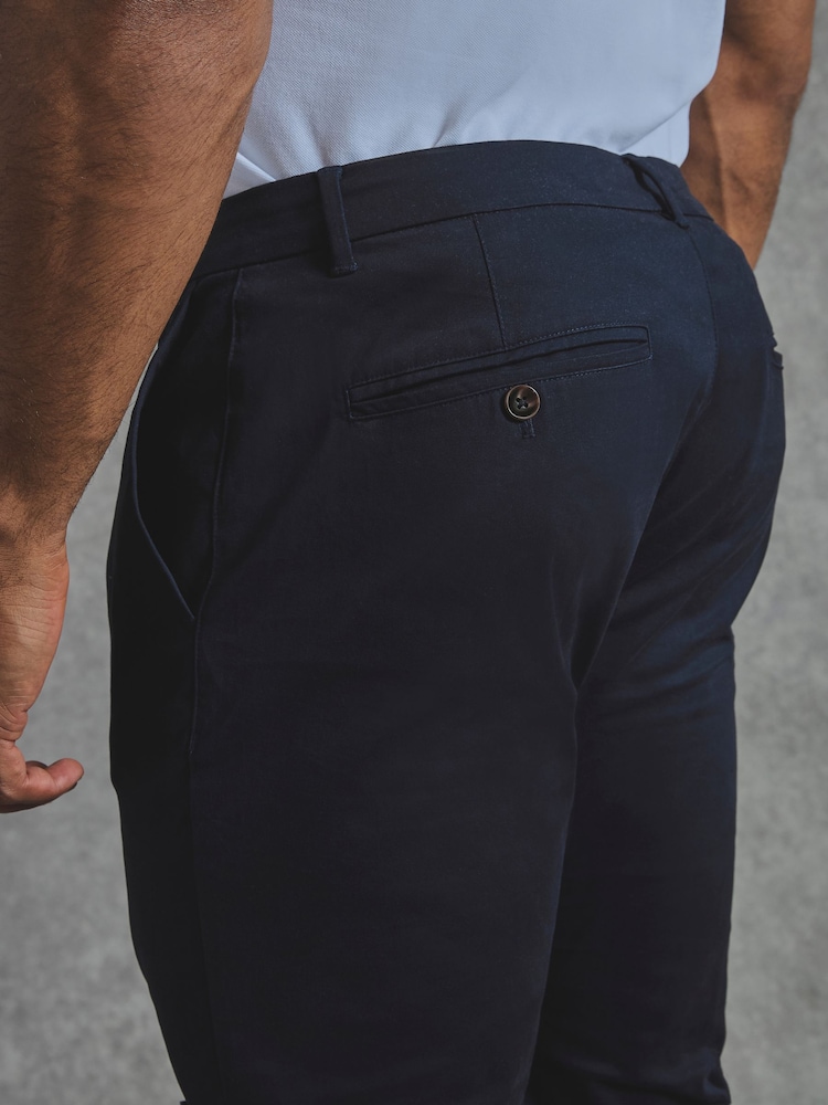Tailored Athlete Blue Muscle Fit Chino Trousers - Image 2 of 6