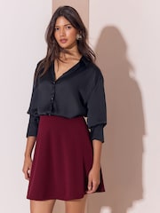 Lipsy Burgundy Red Skater Skirt - Image 1 of 4