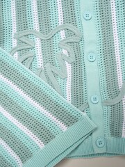 Little Gent Blue Beach Embroidered True Knit Stripe Shirt And Shorts Set - Image 5 of 5