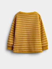 Jojo Maman Bébé Mustard Yellow Mountain Stripe Long Sleeve Appliqué Top - Image 2 of 4