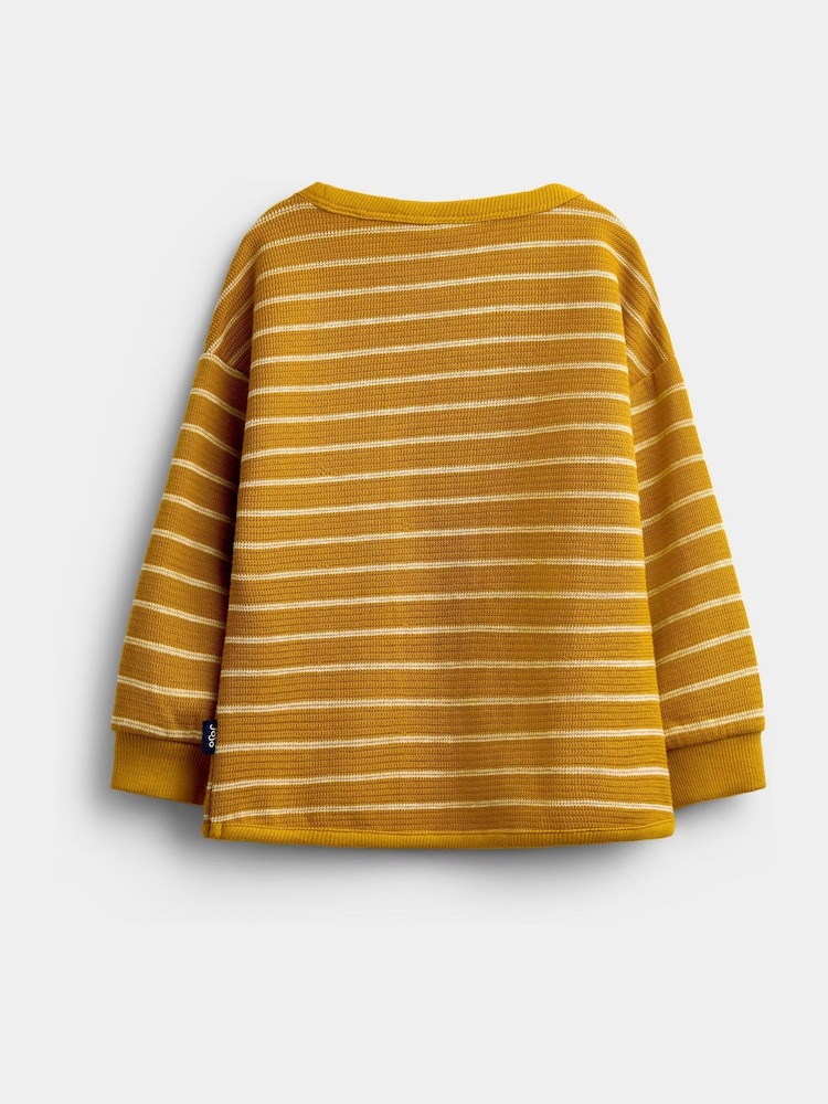 Jojo Maman Bébé Mustard Yellow Mountain Stripe Long Sleeve Appliqué Top - Image 2 of 4 Jojo Maman Bébé Mustard Yellow Mountain Stripe Long Sleeve Appliqué Top - Image 2 of 4
