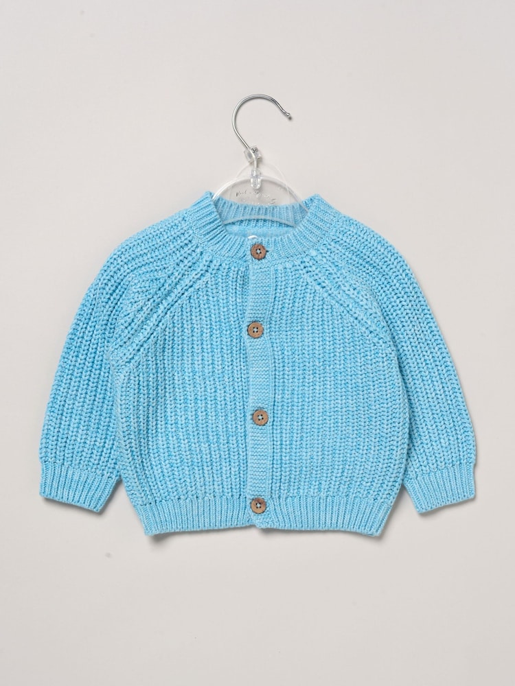 Rock-A-Bye Baby Boutique Blue Little Bear Embroidered Knitted Cardigan - Image 1 of 3
