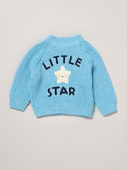 Rock-A-Bye Baby Boutique Blue Little Bear Embroidered Knitted Cardigan - Image 2 of 3