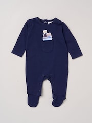 Marineblau - Rock-A-Bye Baby Boutique Sleepsuit With Appliqué Bear With Cloud Pocket - Bild 2 von 3
