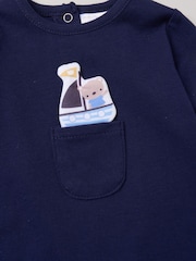 Marineblau - Rock-A-Bye Baby Boutique Sleepsuit With Appliqué Bear With Cloud Pocket - Bild 3 von 3