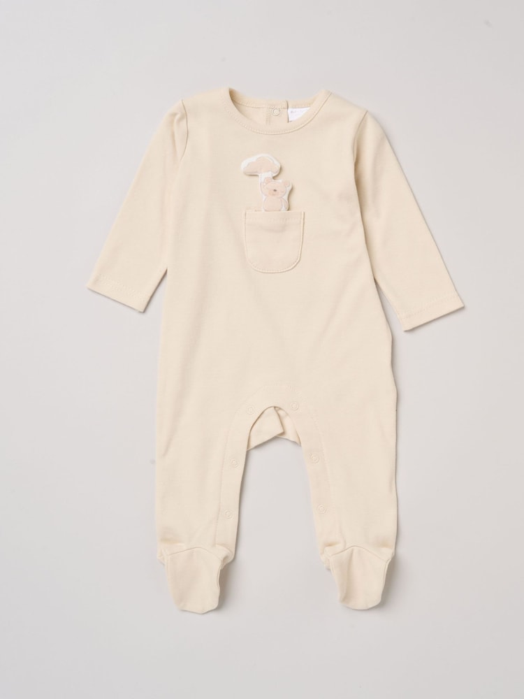 Hellbeige - Rock-A-Bye Baby Boutique Sleepsuit With Appliqué Bear With Cloud Pocket - Bild 2 von 3