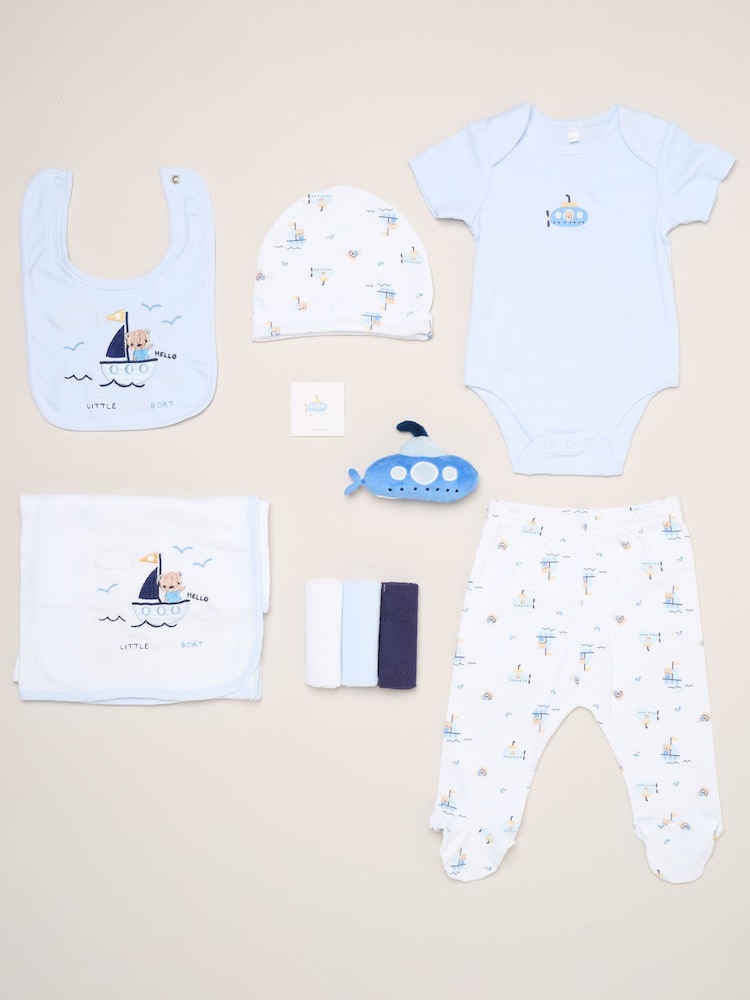 Rock-A-Bye Baby Boutique Blue - Bear and Boat Print Hanging Gift Set 10 Piece - Image 1 of 6 Rock-A-Bye Baby Boutique Blue - Bear and Boat Print Hanging Gift Set 10 Piece - Image 1 of 6