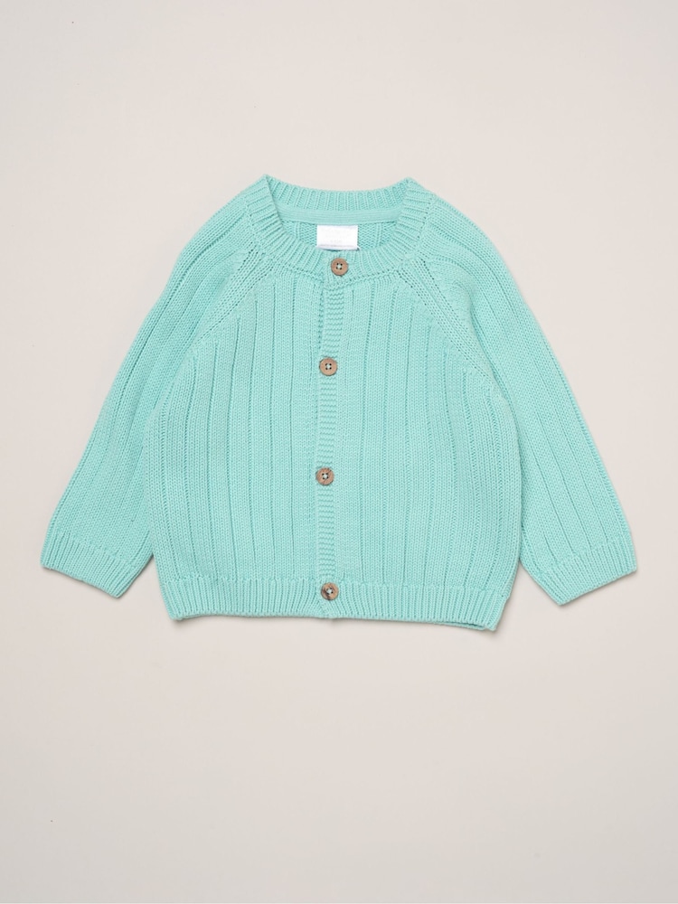 Rock-A-Bye Baby Boutique Green Little Bear Embroidered Knitted Cardigan - Image 1 of 4