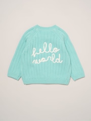 Rock-A-Bye Baby Boutique Green Little Bear Embroidered Knitted Cardigan - Image 2 of 4