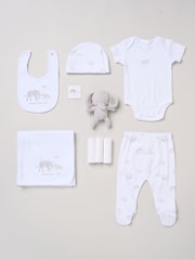 Rock-A-Bye Baby Boutique White - Elephant Print Little Gent Hanging Gift Set 10 Piece - Image 1 of 6
