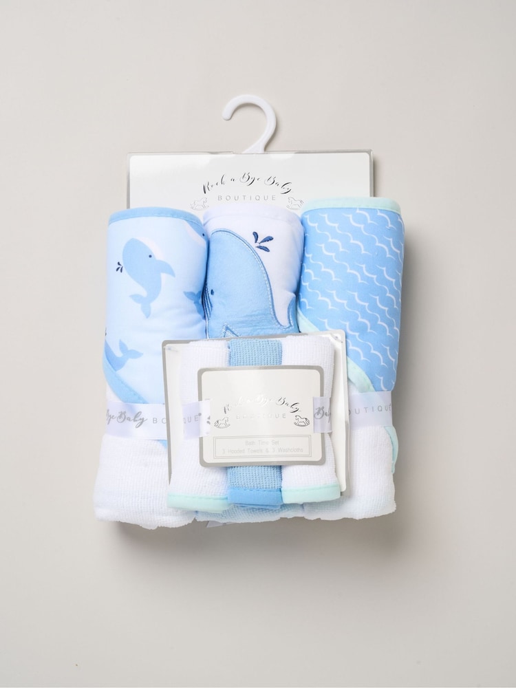 Rock-A-Bye Baby Boutique Sky Blue Hooded Towels And Wash Cloth Set 3 Pack - Image 1 of 3 Rock-A-Bye Baby Boutique Sky Blue Hooded Towels And Wash Cloth Set 3 Pack - Image 1 of 3
