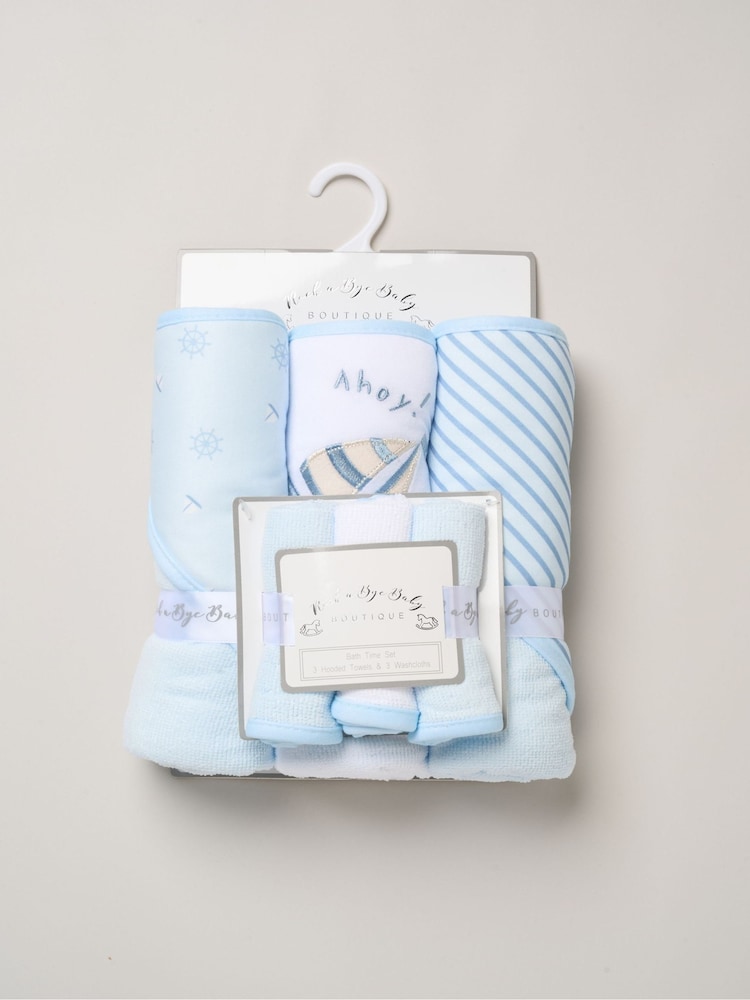 Rock-A-Bye Baby Boutique Light Blue Hooded Towels And Wash Cloth Set 3 Pack - Image 1 of 3 Rock-A-Bye Baby Boutique Light Blue Hooded Towels And Wash Cloth Set 3 Pack - Image 1 of 3