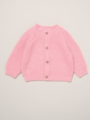 Rock-A-Bye Baby Boutique Pink Little Bear Embroidered Knitted Cardigan - Image 1 of 4