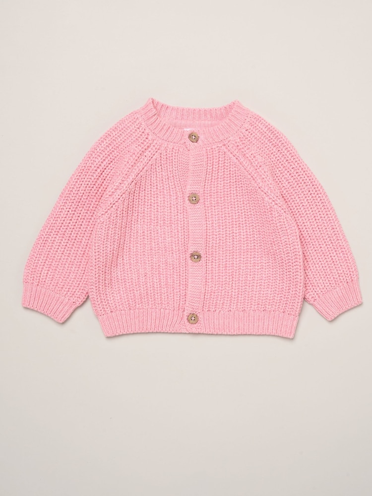 Rock-A-Bye Baby Boutique Pink Little Bear Embroidered Knitted Cardigan - Image 1 of 4
