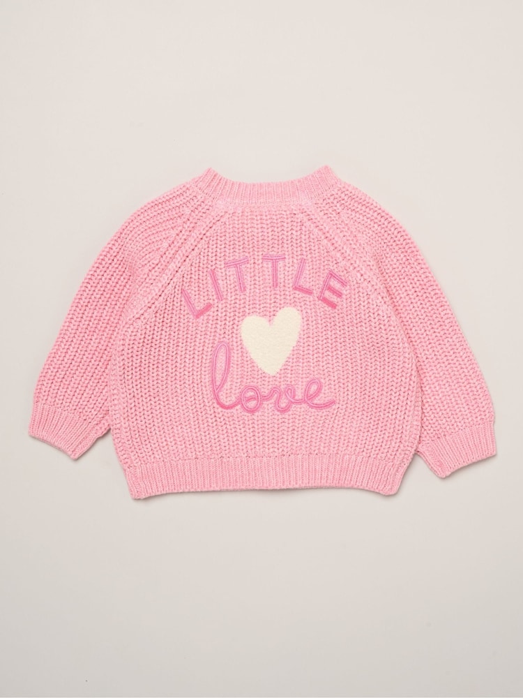 Rock-A-Bye Baby Boutique Pink Little Bear Embroidered Knitted Cardigan - Image 2 of 4