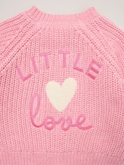 Rock-A-Bye Baby Boutique Pink Little Bear Embroidered Knitted Cardigan - Image 3 of 4