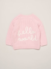 Rock-A-Bye Baby Boutique Light Pink Little Bear Embroidered Knitted Cardigan - Image 2 of 4