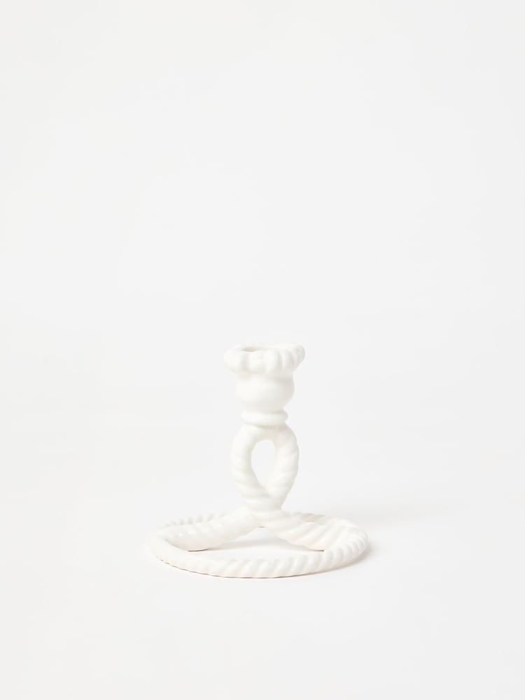 Oliver Bonas Cream Twisted Loop Ceramic Candle Holder - Image 2 of 4 Oliver Bonas Cream Twisted Loop Ceramic Candle Holder - Image 2 of 4