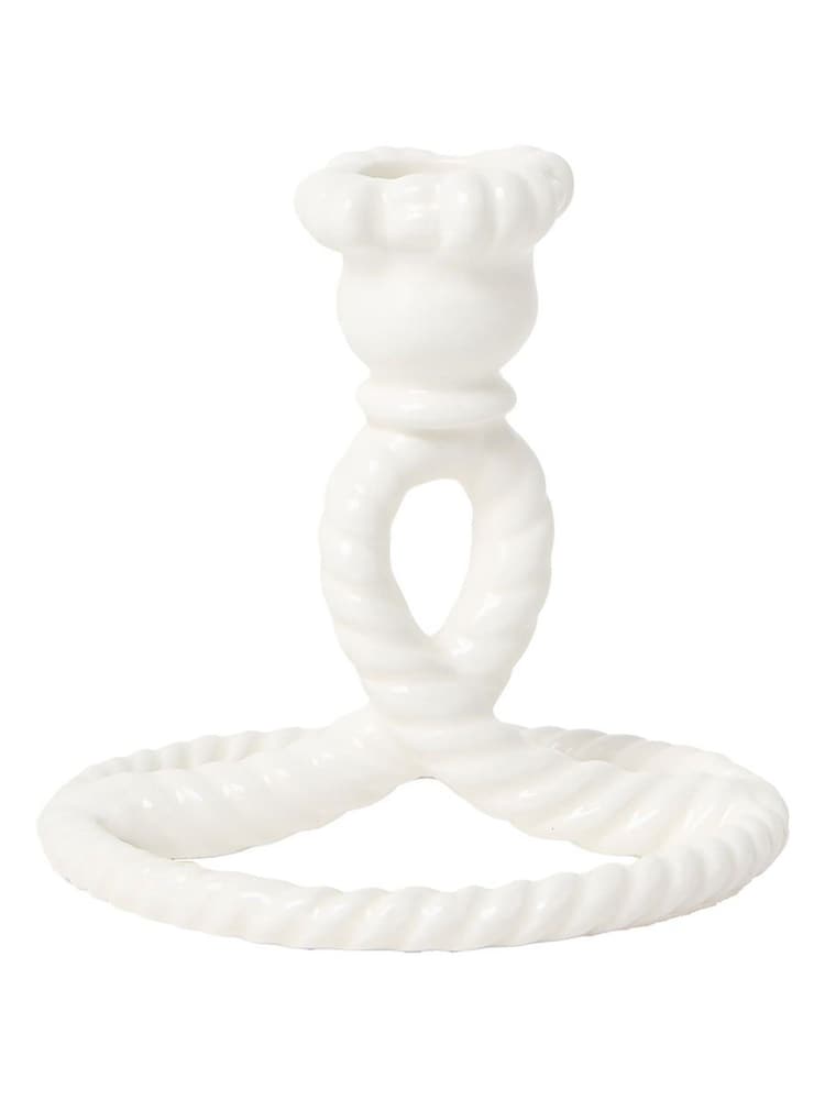 Oliver Bonas Cream Twisted Loop Ceramic Candle Holder - Image 4 of 4 Oliver Bonas Cream Twisted Loop Ceramic Candle Holder - Image 4 of 4