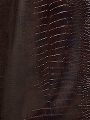 Friends Like These Chocolate Brown Croc Faux Leather Tailored Wide Leg Trousers - Image 3 of 5