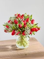 Arena Flowers Bright Spirit Tulips and Gypsophila Valentine's Fresh Flower Bouquet - Image 1 of 4