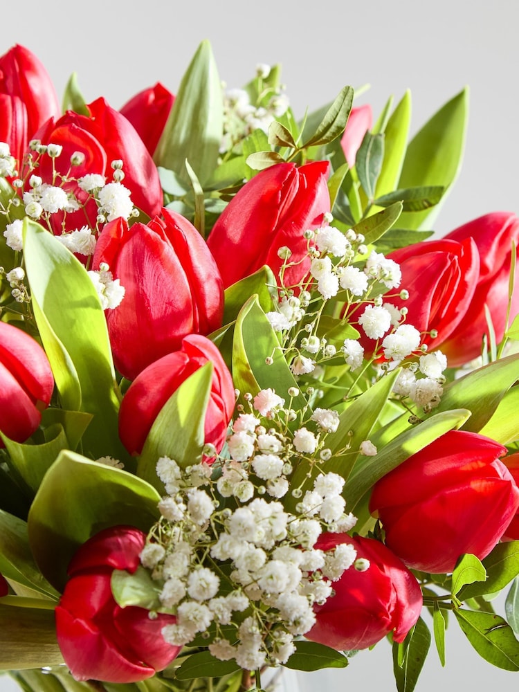 Arena Flowers Bright Spirit Tulips and Gypsophila Valentine's Fresh Flower Bouquet - Image 2 of 4