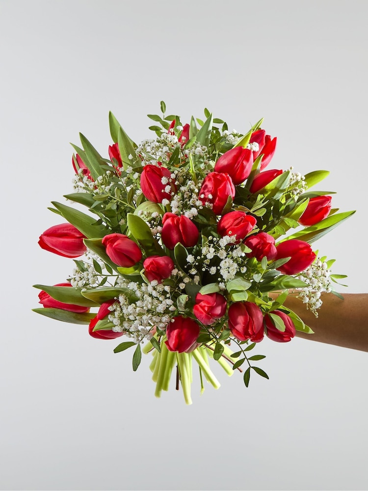 Arena Flowers Bright Spirit Tulips and Gypsophila Valentine's Fresh Flower Bouquet - Image 4 of 4