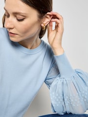 Apricot Blue Chiffon Crochet Sleeves Jumper - Image 2 of 3