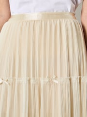 Apricot Natural Bow Tiered Mesh Midi Skirt - Image 2 of 3