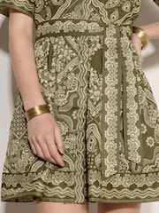 Apricot Green Scarf Print Shirt Mini Dress - Image 4 of 4