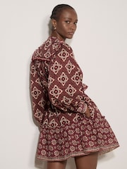 Apricot Red Tile Print Shift Mini Dress - Image 2 of 4