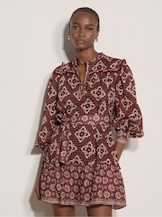 Apricot Red Tile Print Shift Mini Dress - Image 3 of 4
