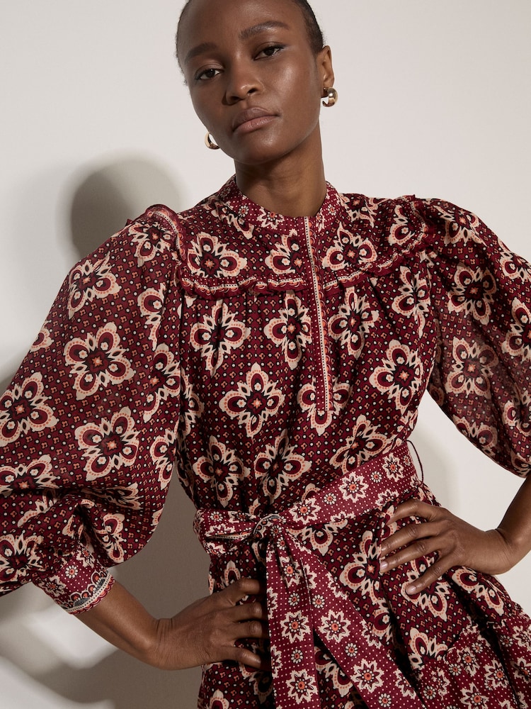 Apricot Red Tile Print Shift Mini Dress - Image 4 of 4