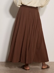 Apricot Brown Jersey Waistband Cotton Midaxi Skirt - Image 4 of 6