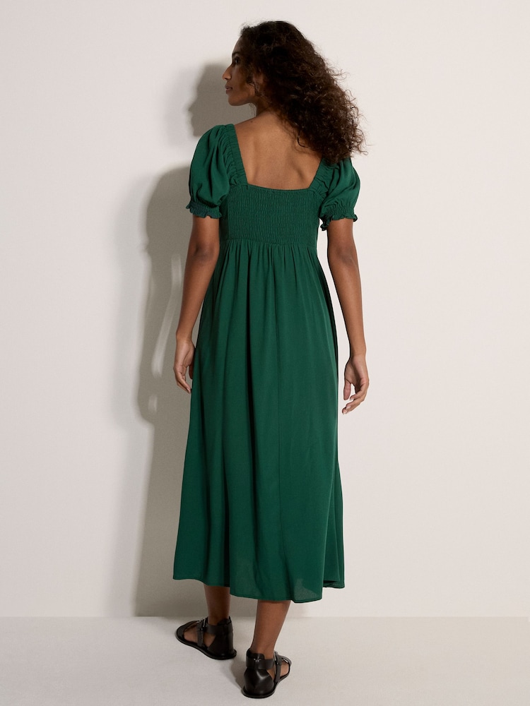 Apricot Green Tie Detail Milkmaid Midaxi Dress - Image 2 of 3